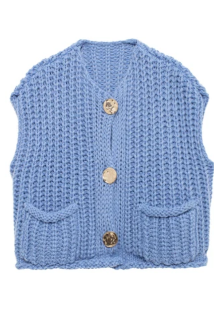 Women's V-Neck Button-Up Sweater Vest