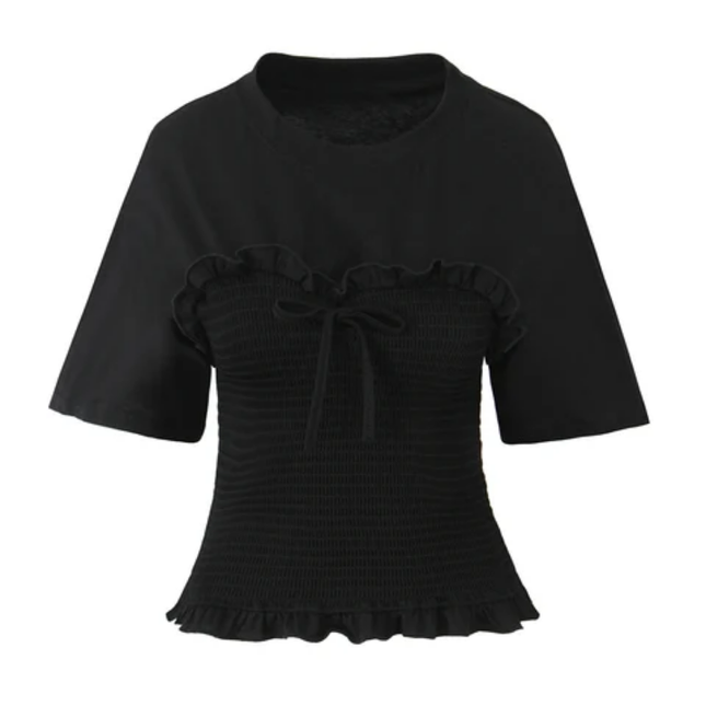 Women's Lace-Up Crew Neck Short Sleeve T-Shirt