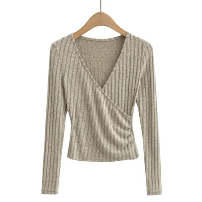 Women's V-Neck Long Sleeve Casual T-Shirt