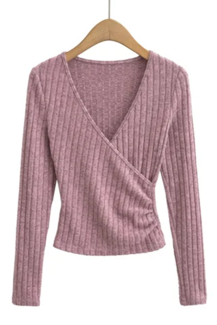 Women's V-Neck Long Sleeve Casual T-Shirt