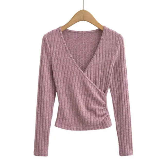 Women's V-Neck Long Sleeve Casual T-Shirt