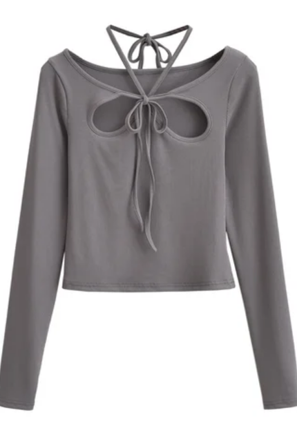Women's Front Hollow Out Knit Long Sleeve Top