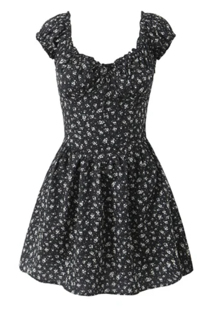 Women's Floral Square Neck Mini Dress