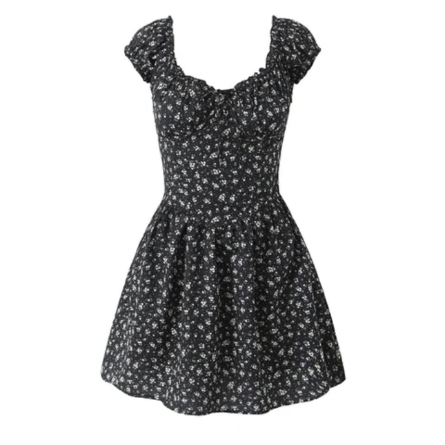 Women's Floral Square Neck Mini Dress