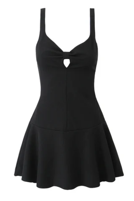 Solid Color Hollow-Out Mini Slip Dress