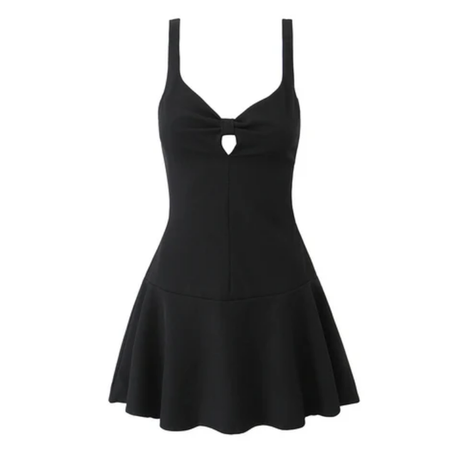 Solid Color Hollow-Out Mini Slip Dress