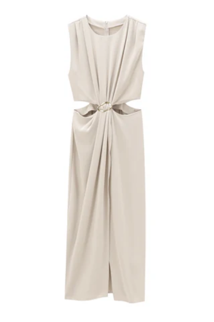 Solid Color Waist Cutout Sleeveless Maxi Dress