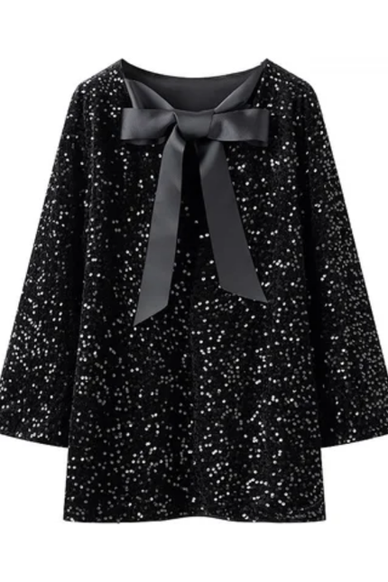Sequin Long Sleeve Crew Neck Mini Dress