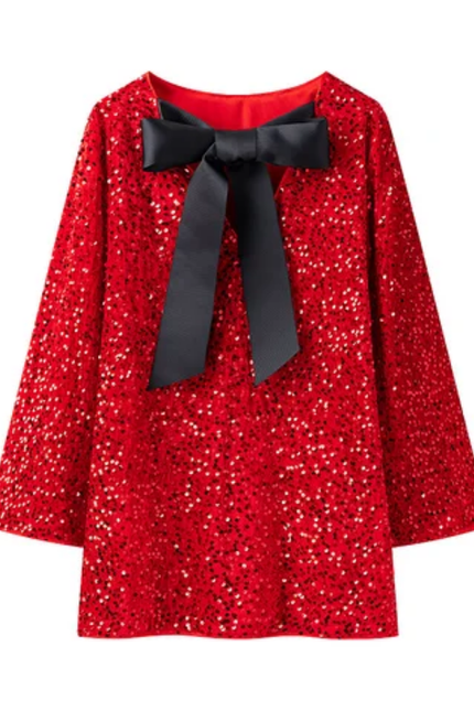 Sequin Long Sleeve Crew Neck Mini Dress