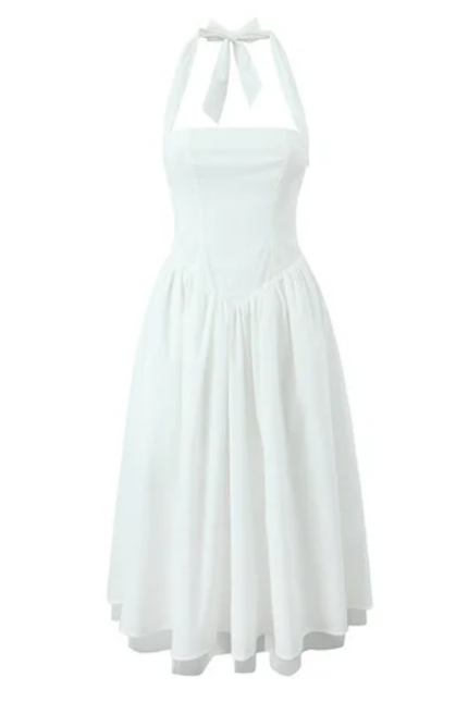 Halter Backless Solid Long Dress