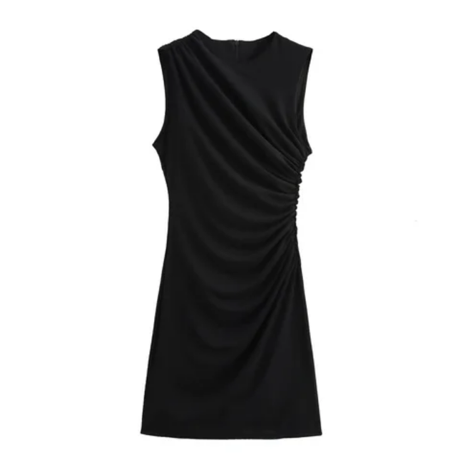 Pleated Sleeveless Mini Summer Dress