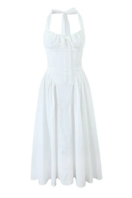 Lace-Up Backless Cotton Summer Dress