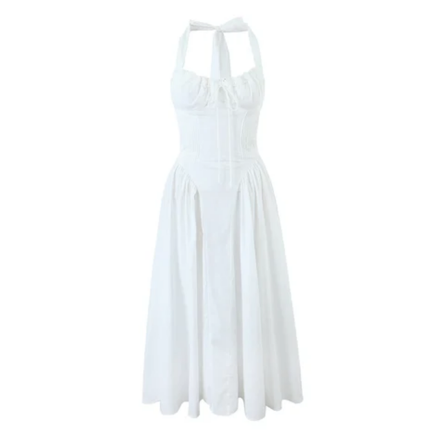 Lace-Up Backless Cotton Summer Dress