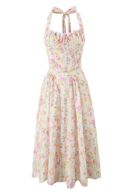 Lace-Up Backless Cotton Summer Dress