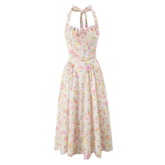 Lace-Up Backless Cotton Summer Dress