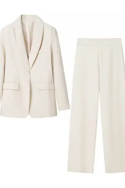 Single-Button Blazer & Pants 2 Piece Set