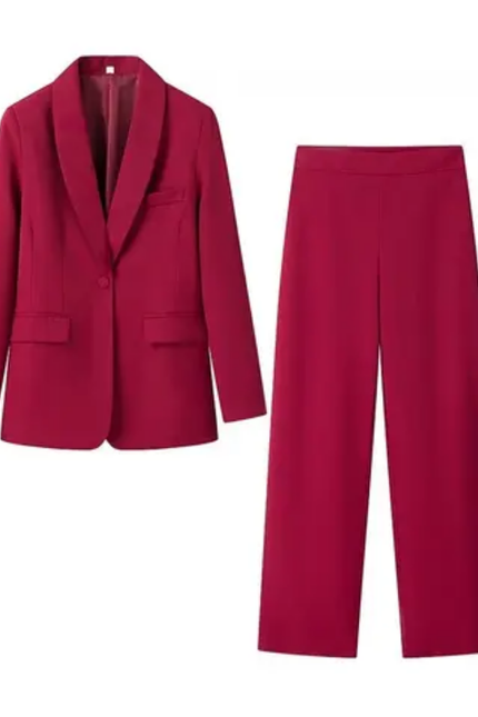 Single-Button Blazer & Pants 2 Piece Set