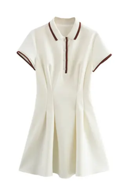 Pleated Hem Collared Mini Dress for Women
