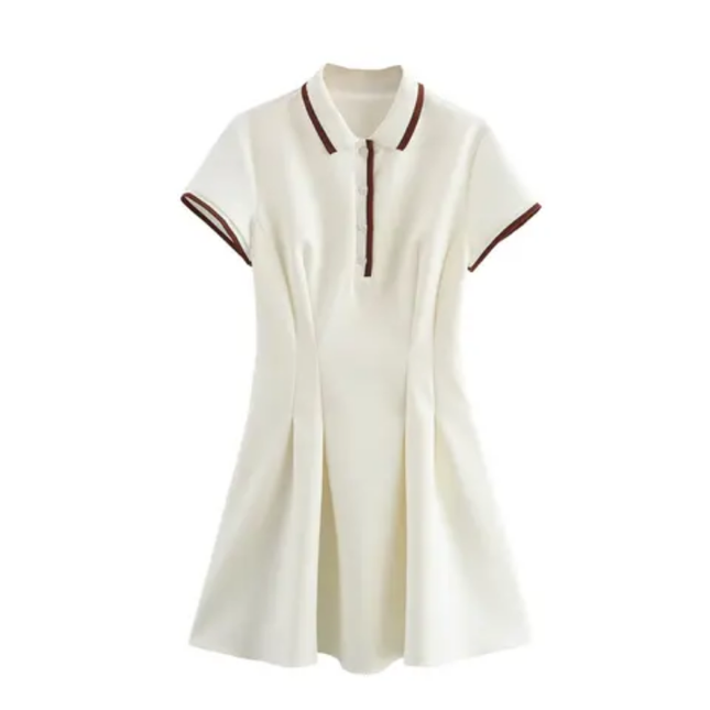 Pleated Hem Collared Mini Dress for Women