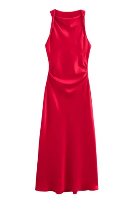 Sleeveless Pleated Silky Summer Dress