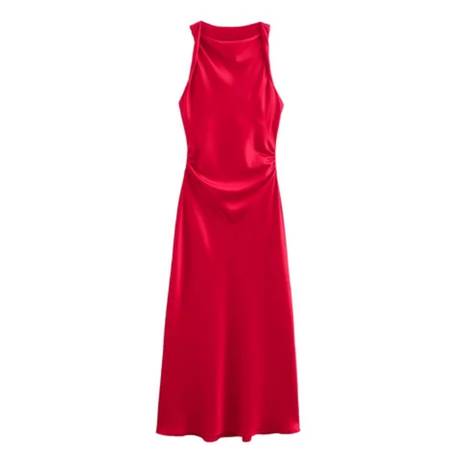 Sleeveless Pleated Silky Summer Dress