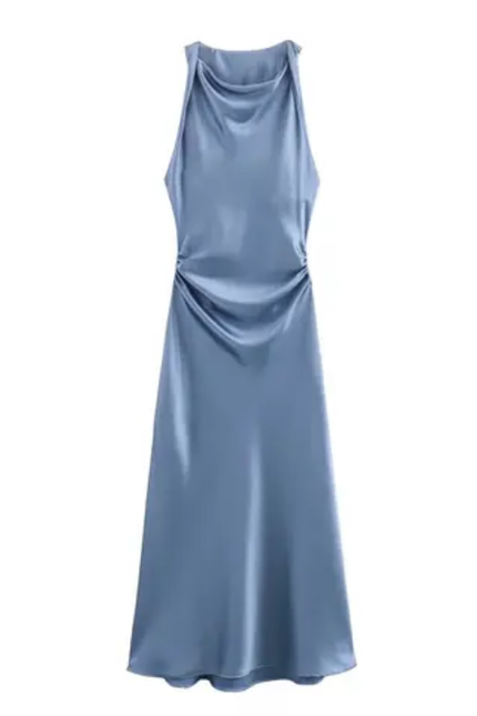 Sleeveless Pleated Silky Summer Dress