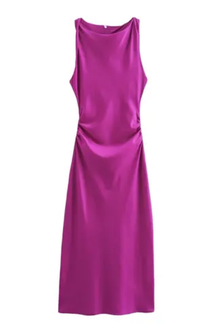Sleeveless Pleated Silky Summer Dress