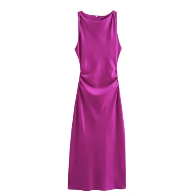 Sleeveless Pleated Silky Summer Dress