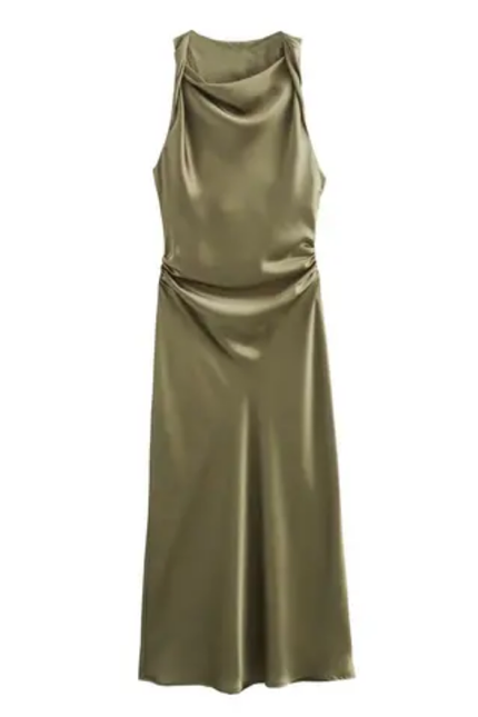 Sleeveless Pleated Silky Summer Dress