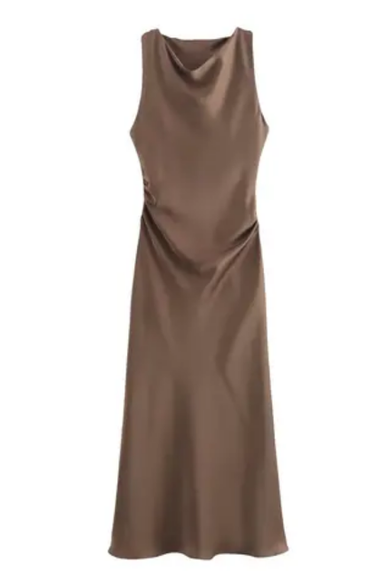 Sleeveless Pleated Silky Summer Dress