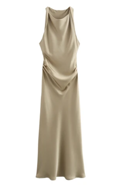 Sleeveless Pleated Silky Summer Dress