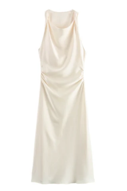 Sleeveless Pleated Silky Summer Dress
