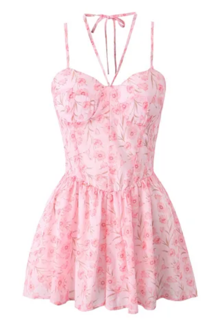 Multicolor Floral Spaghetti Strap Mini Dress