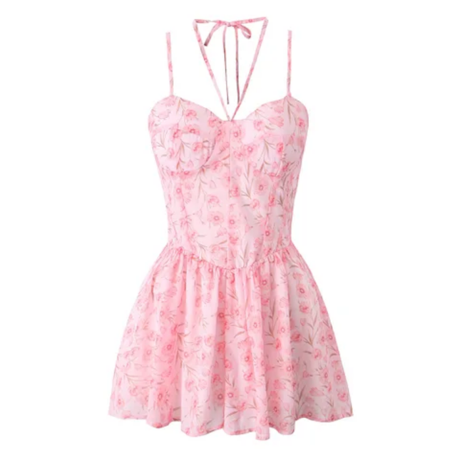 Multicolor Floral Spaghetti Strap Mini Dress