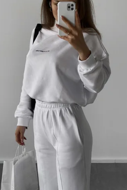 Letter Print Turtleneck Hoodie & Jogger Set