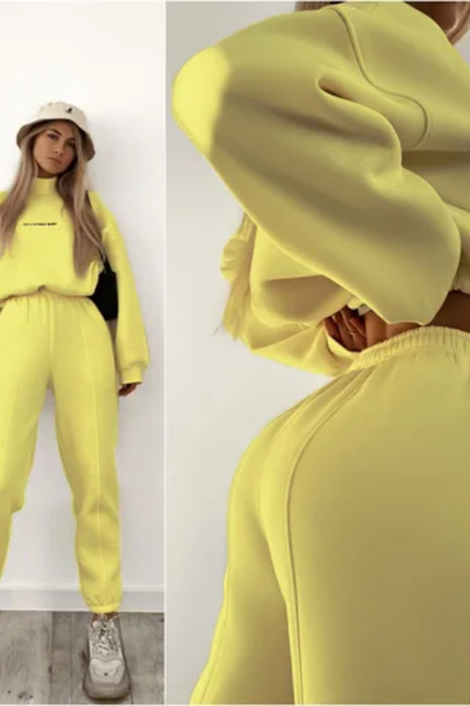 Letter Print Turtleneck Hoodie & Jogger Set