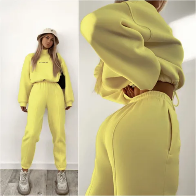 Letter Print Turtleneck Hoodie & Jogger Set