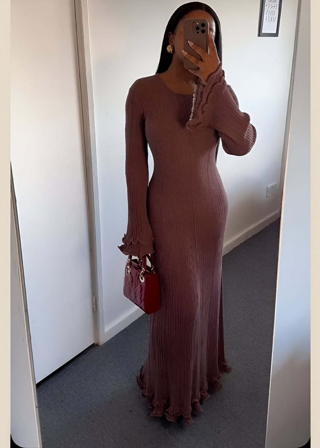 Lightweight Long Sleeve Maxi Dress – Breezy Style for Coastal Escape
