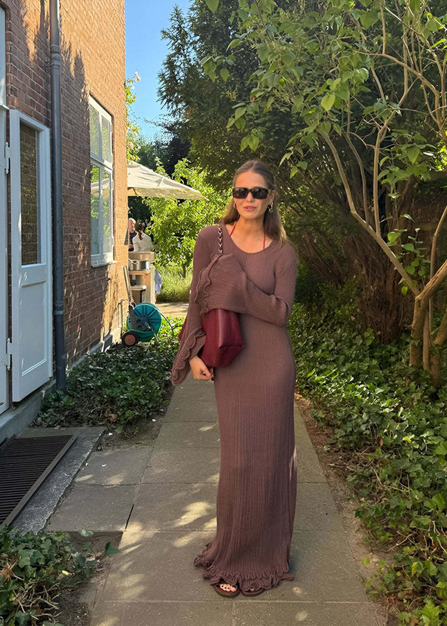 Lightweight Long Sleeve Maxi Dress – Breezy Style for Coastal Escape