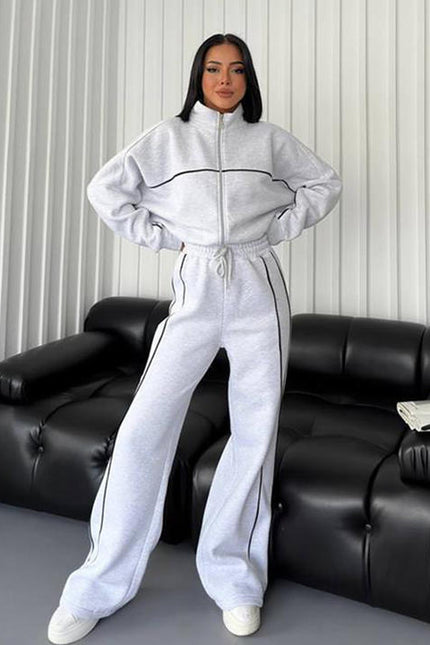 PASUXI High Quality Casual Solid Color Women Sportswear Set Long Sleeve Top and Foot Zipper Pencil Pants With Pockets