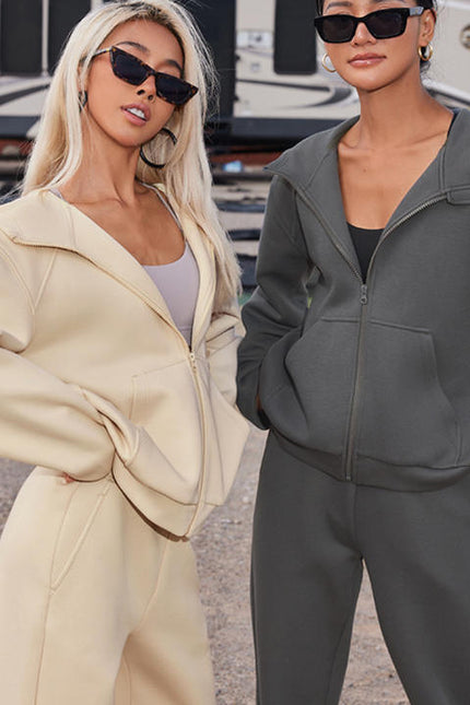 PASUXI Spring Ladies Running Jogger Activewear Suit Solid Color Hooded Long Sleeves Trousers Set Sports Two Piece Set
