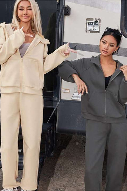 PASUXI Spring Ladies Running Jogger Activewear Suit Solid Color Hooded Long Sleeves Trousers Set Sports Two Piece Set