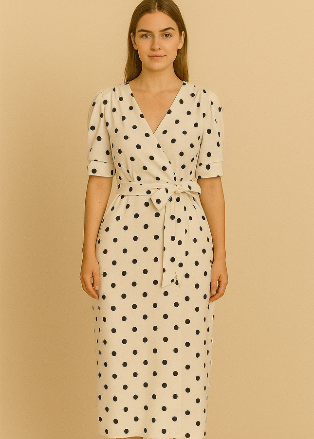 V-Neck Polka Dot Casual Summer Dress