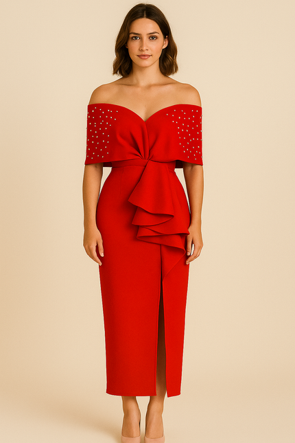 Chic V-Neck Fitted Gown Dress for Women