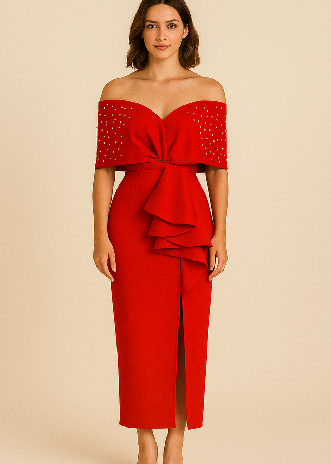 Chic V-Neck Fitted Gown Dress for Women