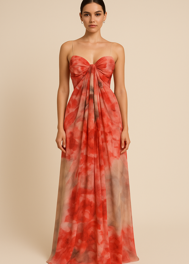 Elegant French Print Halter Vacation Dress