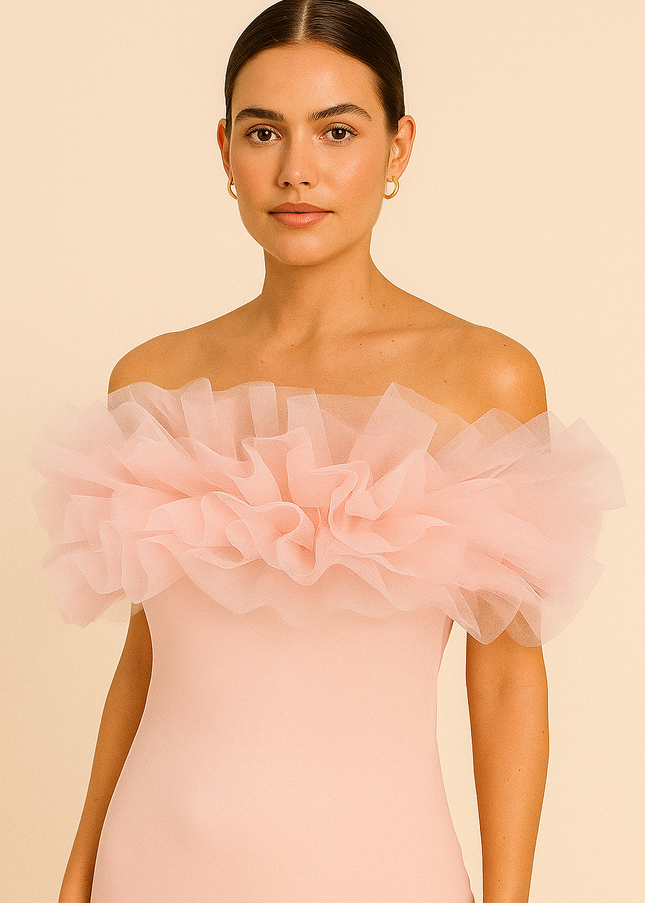 Strapless pink Color Mini Dress