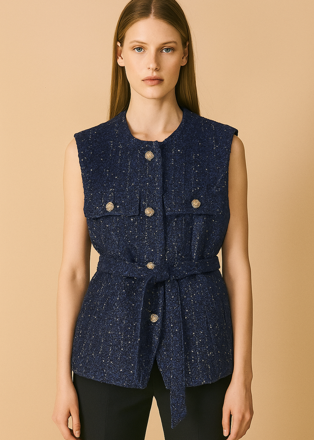 Blue Button-Up Vest