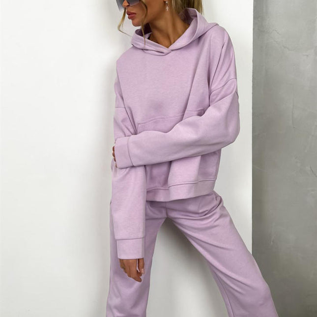PASUXI OEM Custom Women Tracksuit Set Autumn New Solid Color Casual Pullover Hoodies and Sports Jogger Pants Sets