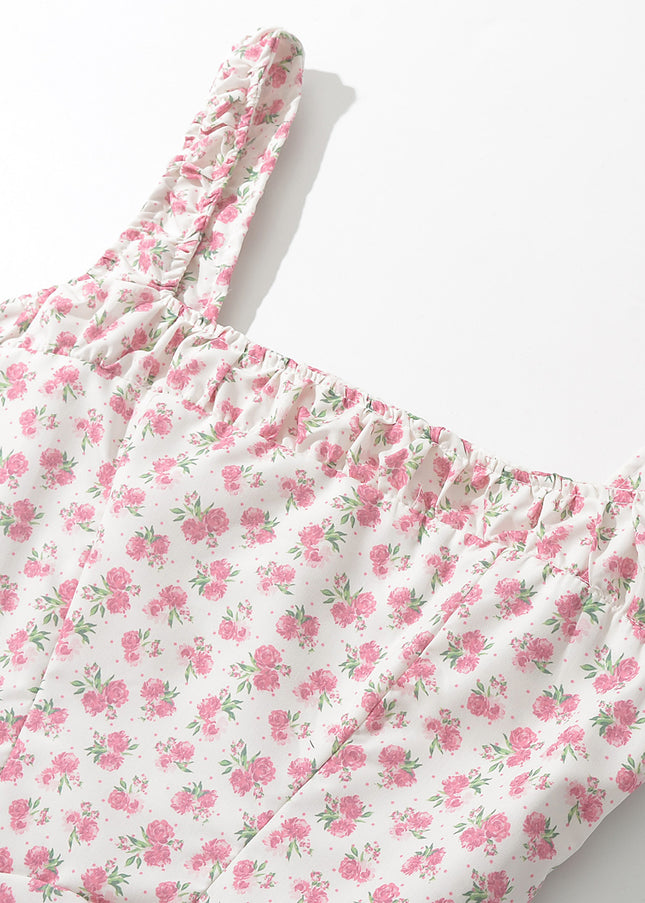 2 Colorway Floral Print Shoulder Strap Hot Sale Casual Fashion Summer Long slip Dress for Women